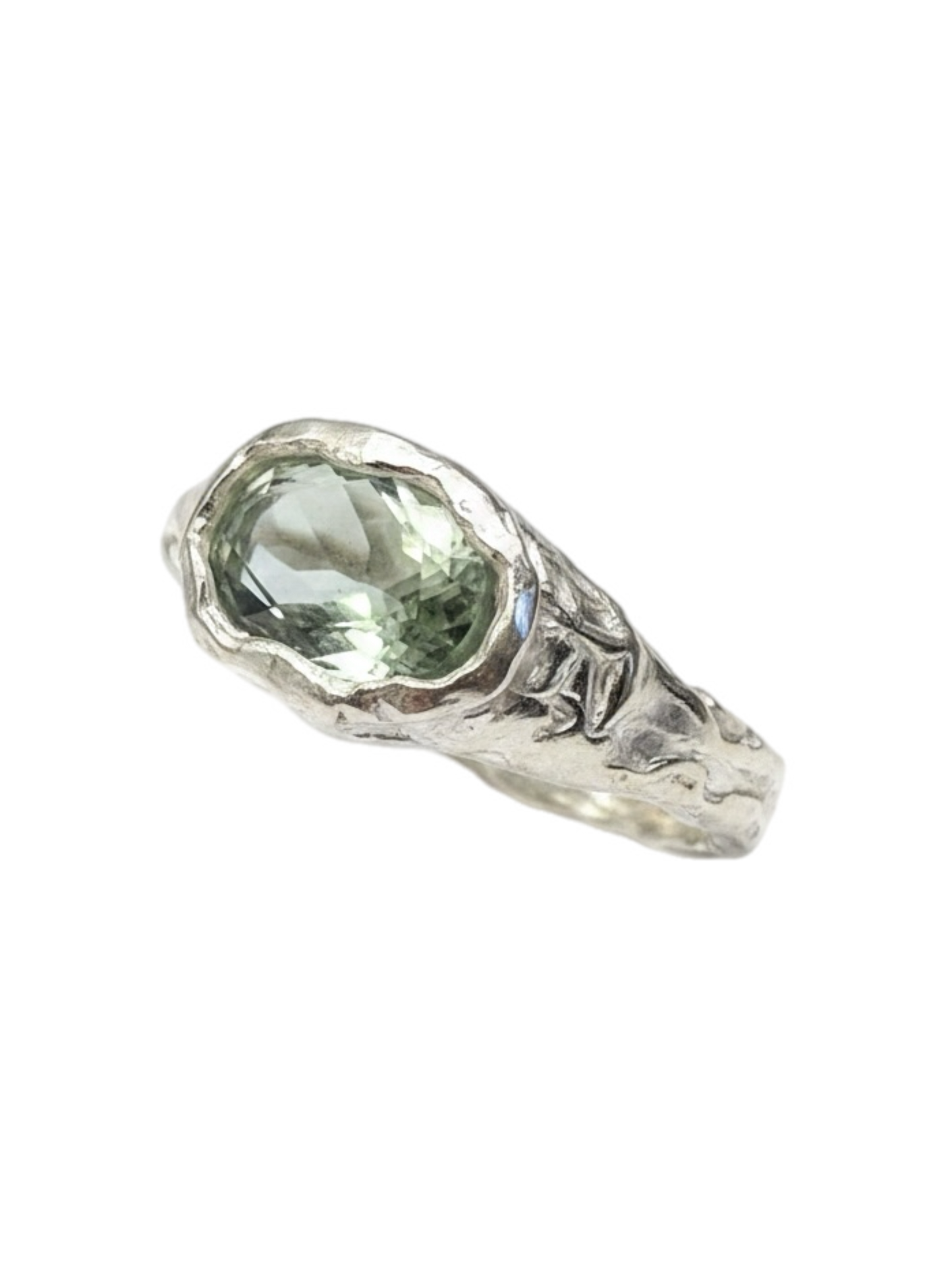 Prasiolita Ring — 925 silver ring with prasiolite, Camila D. Daneri