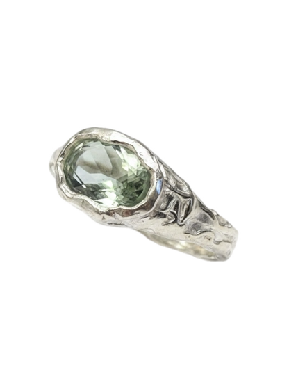 Prasiolita Ring — 925 silver ring with prasiolite, Camila D. Daneri
