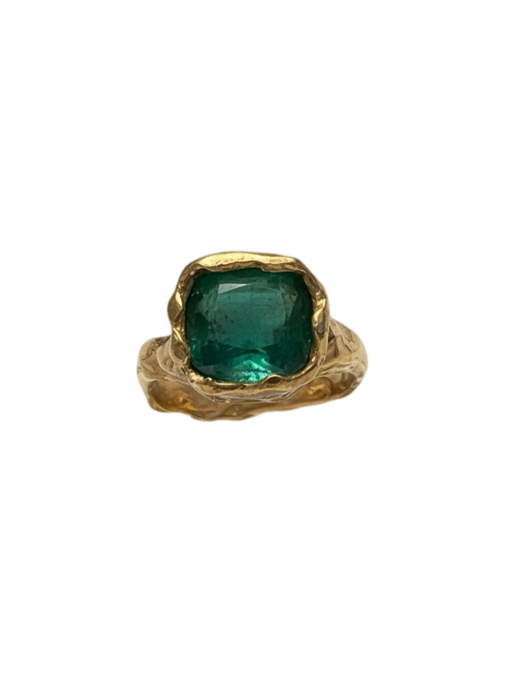 Esmeralda Dorado Ring — 925 silver ring with emerald and 18k gold vermeil, Camila D. Daneri