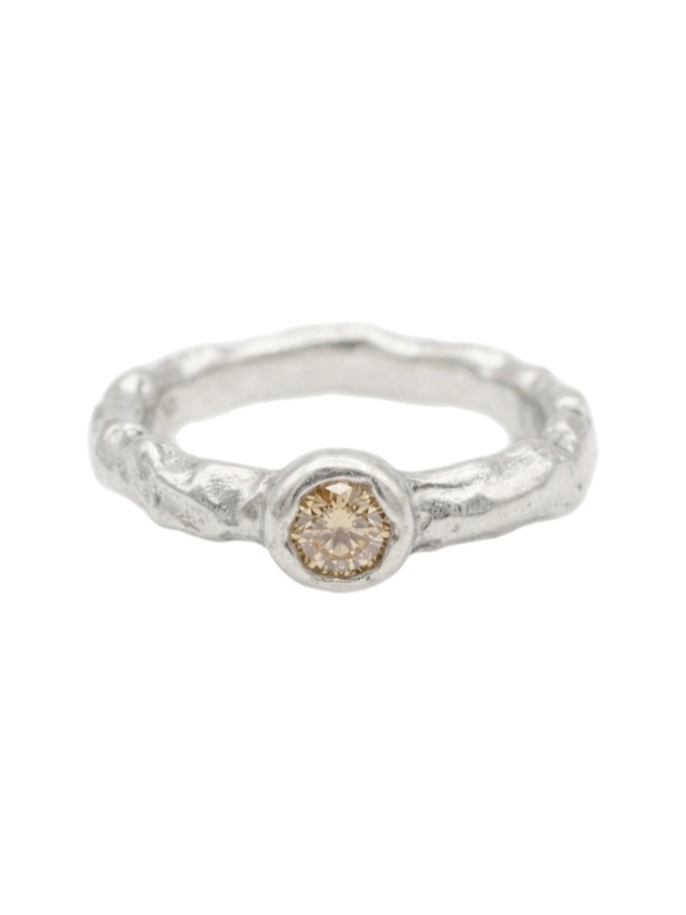 Rama Champagne Ring in 925 sterling silver with lab champagne quartz