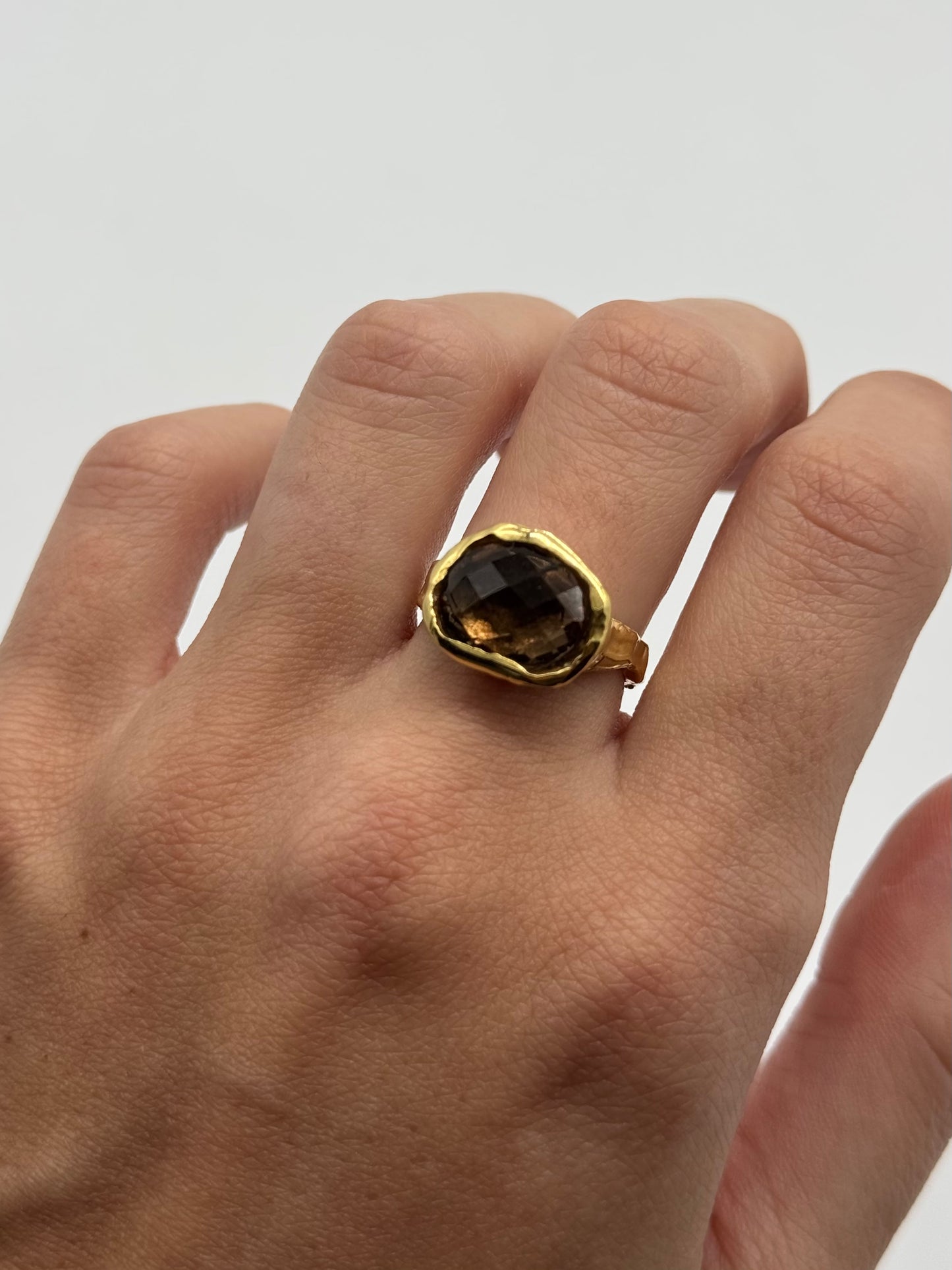 Fume Ring — 925 silver ring with smoky quartz, Camila D. Daneri