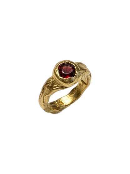 Granate Pinky Ring — 925 silver pinky ring with garnet, Camila D. Daneri