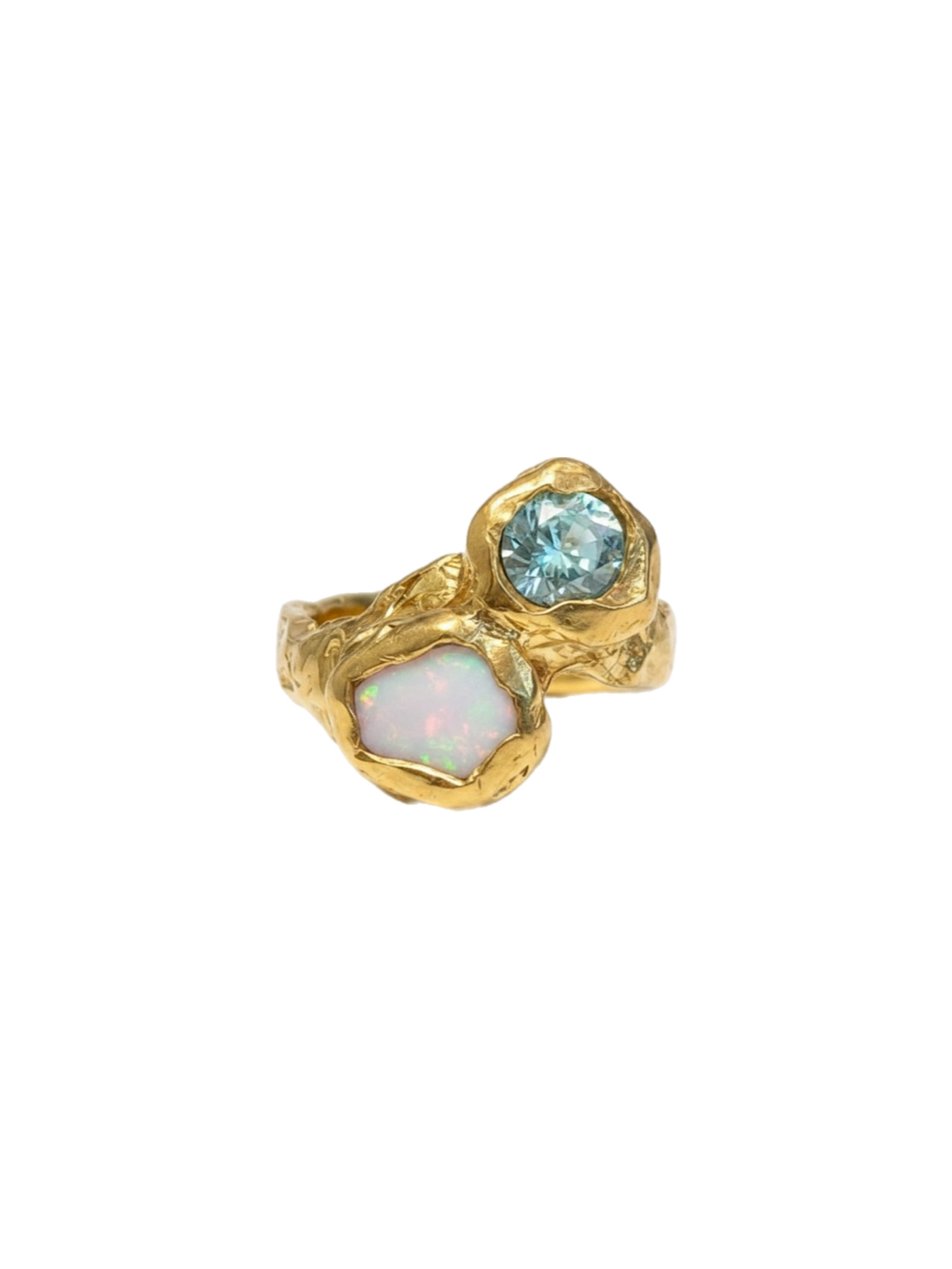 Opalo & Moissanita Ring Gold