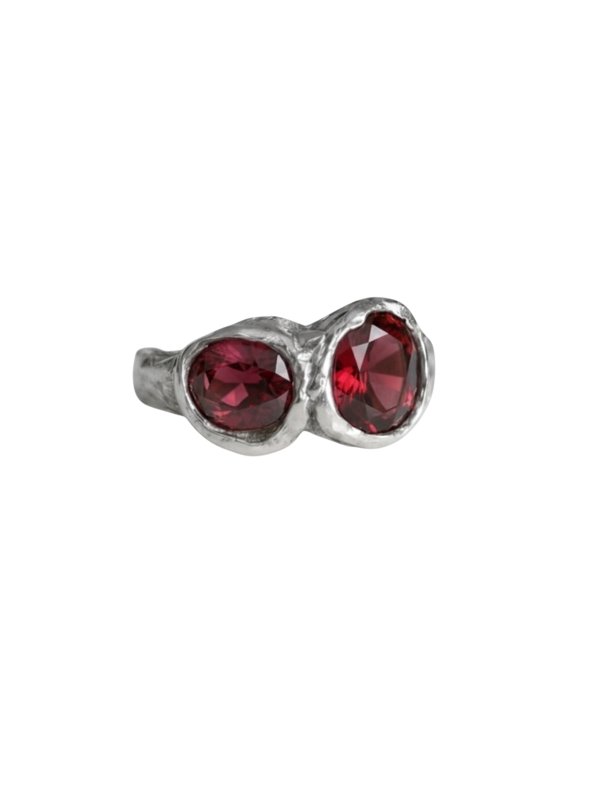 Eclipse Ring in 925 sterling silver with two lab garnets