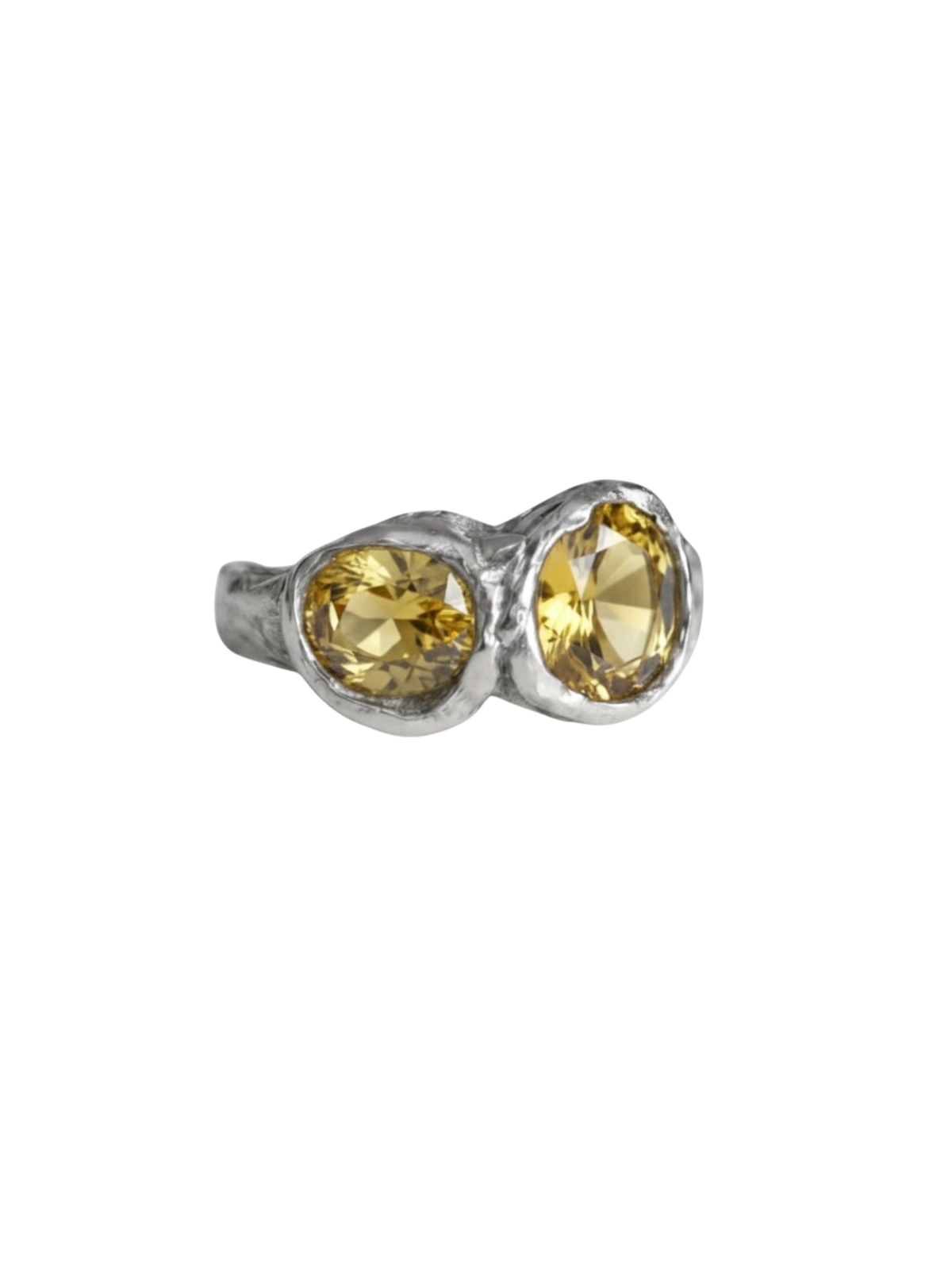 Eclipse Ring in 925 sterling silver with two lab citrines