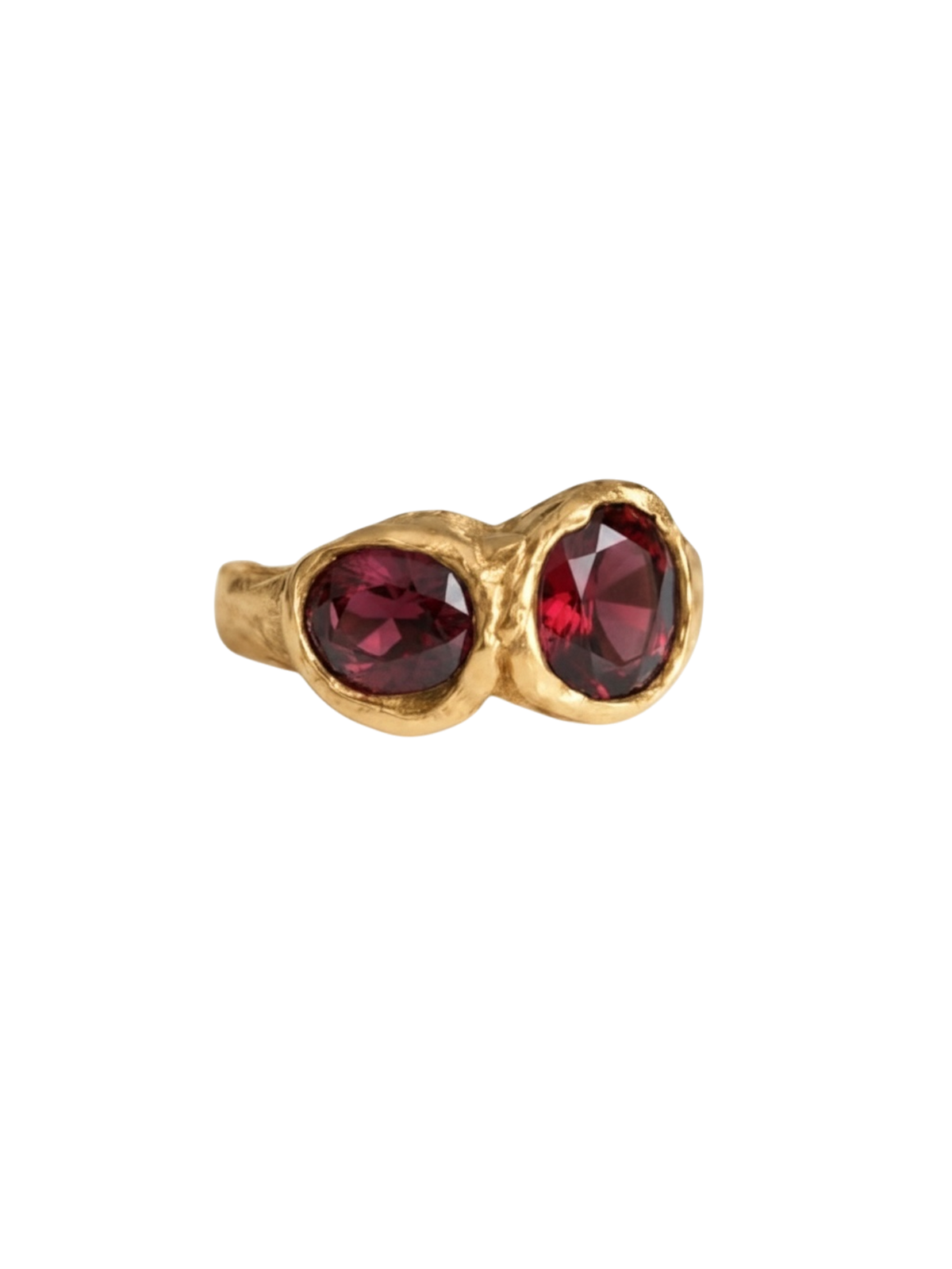 Eclipse Ring in 18k gold vermeil with two lab garnets